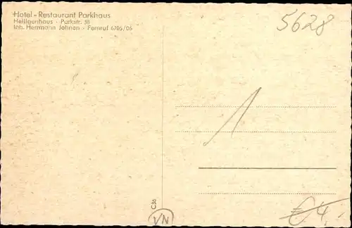 Ak Heiligenhaus in Nordrhein Westfalen, Hotel Restaurant Parkhaus, Außenansicht