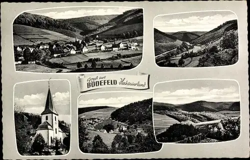 Ak Bödefeld Schmallenberg im Sauerland, Panorama, Kirche, Umgebung