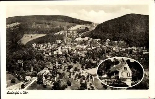 Ak Lindenfels im Odenwald, Panorama, Terrassen-Restaurant Cafe Waldschlößchen, Außenansicht