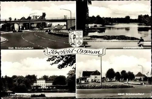 Ak Oppum Krefeld am Niederrhein, Hauptstraße, Schönwasserpark, Brückenabfahrt