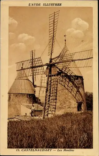 Ak Castelnaudary Aude, Windmühle, Les Moulins