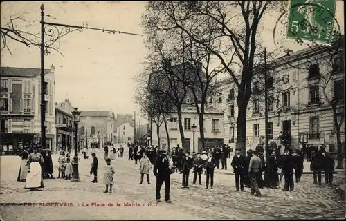 Ak Le Pré Saint Gervais Seine Saint Denis, La Place de la Mairie
