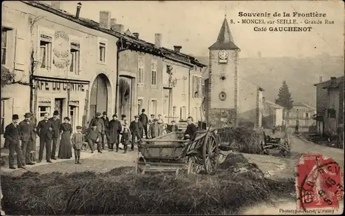 Ak Moncel sur Seille Meurthe et Moselle, Grande Rue, Café Gauchenot