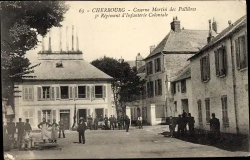 Ak Cherbourg Manche, Caserne Martin des Pallieres 5e Regiment d'Infanterie Coloniale