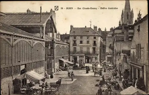 Ak Dijon Côte d'Or, Rue Claude Ramey, Halles Centrales