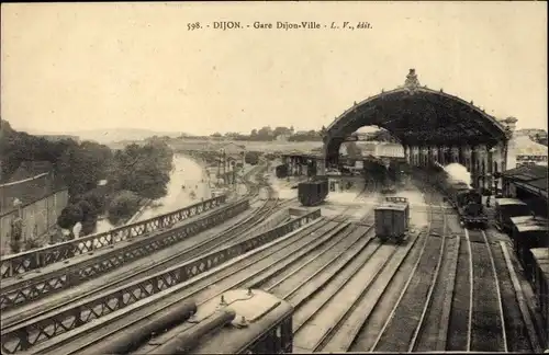 Ak Dijon Côte d'Or, Gare Dijon-Ville, Gleisansicht