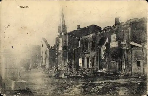 Ak Rouvres Seine et Marne, Kriegszerstörung 1. WK
