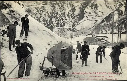 Ak Barèges Hautes Pyrénées, Catastrophe, après l'Avalanche du 02 février 1907