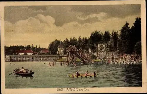 Ak Hamr na Jezeře Hammer am See Reg. Reichenberg, Freibad, Sprungturm