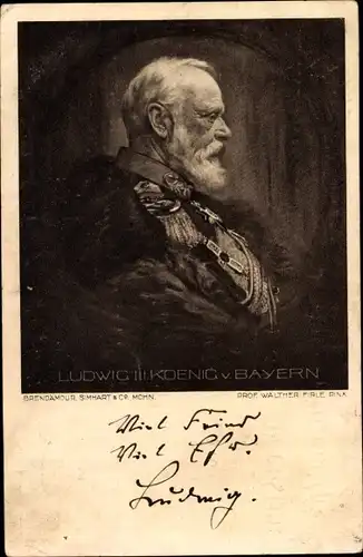 Künstler Ganzsachen Ak Firle, Walther, König Ludwig III von Bayern