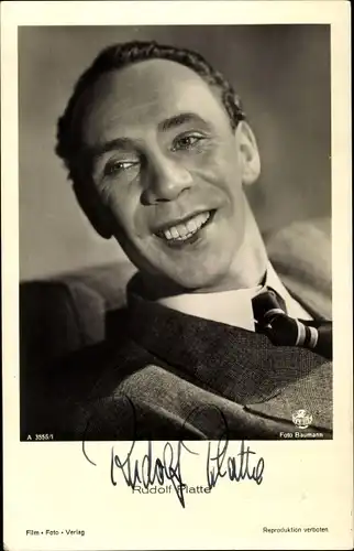 Ak Schauspieler Rudolf Platte, Portrait, Autogramm