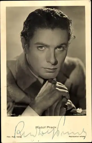Ak Schauspieler Rudolf Prack, Portrait, Autogramm