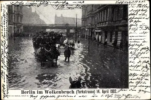 Ak Berlin Kreuzberg, Hochwasser 14. April 1902, In der Yorkstraße