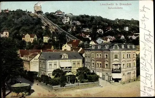Ak Dresden Nordost Loschwitz, Blick zur Schwebebahn, Gasthaus Paul Rohr