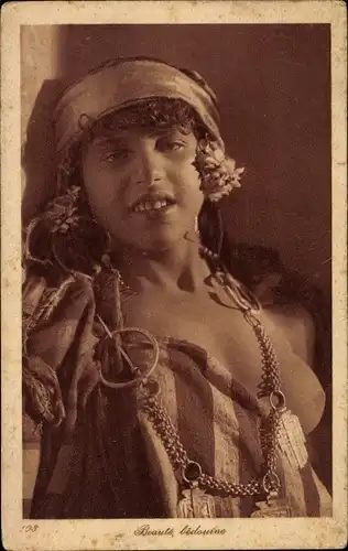 Ak Beaute bedouine, barbusige Araberin, Maghreb