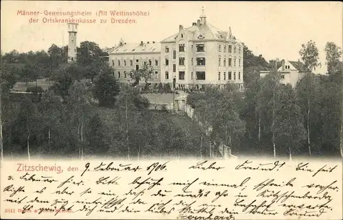 Ak Zitzschewig Radebeul Sachsen, Männergenesungsheim der Ortskrankenkasse Dresden, Alt Wettinshöhe