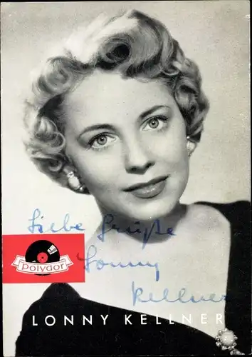 Ak Sängerin Lonny Kellner, Portrait, Autogramm, Polydor Schallplatten