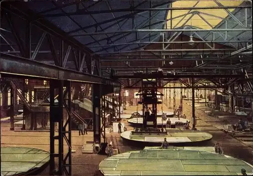 Ak Herstellung des Kristall Spiegelglases Marke V.D.S., Bild 6, Schleif und Pollierhalle, Reklame