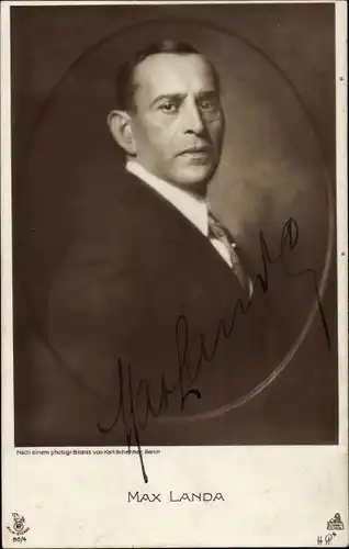 Ak Schauspieler Max Landa, Portrait, Autogramm