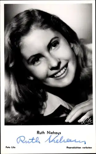 Ak Schauspielerin Ruth Niehaus, Portrait, Autogramm