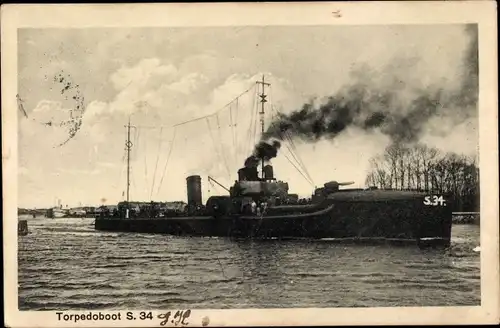 Ak Deutsches Kriegsschiff, Torpedoboot S 34, Kaiserliche Marine