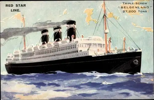 Künstler Ak Triple Screw Belgenland, Passagierdampfer Red Star Line