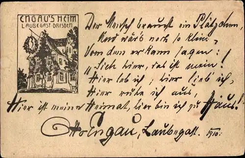 Ak Dresden Laubegast Engau, Engau's Heim