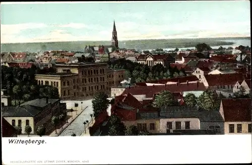 Ak Wittenberge, Teilansicht der Stadt mit Blick auf die Elbe