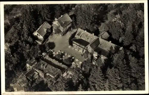 Ak Blankenburg am Harz, Hotel Pension Waldfrieden, Fliegeraufnahme