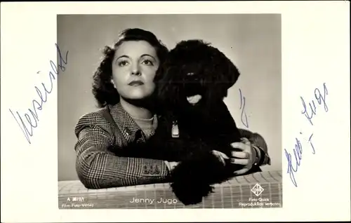 Ak Schauspielerin Jenny Jugo, Portrait mit Schnauzer, UFA Film A 3873 1