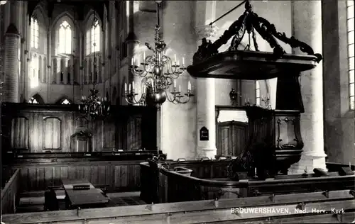 Ak Brouwershaven Zeeland, Kircheninneres