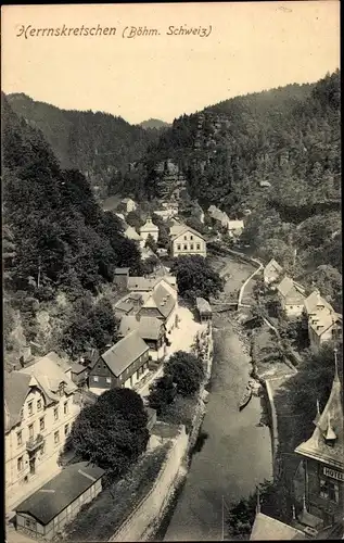 Ak Hřensko Herrnskretschen Elbe Region Aussig, Teilansicht
