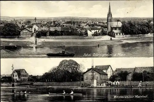 Ak Dörnigheim am Main, Gesamtansicht, Gasthaus zur Mainlust