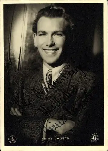 Ak Schauspieler Heinz Lausch, Portrait, Autogramm, Anzug, FBZ Verlag