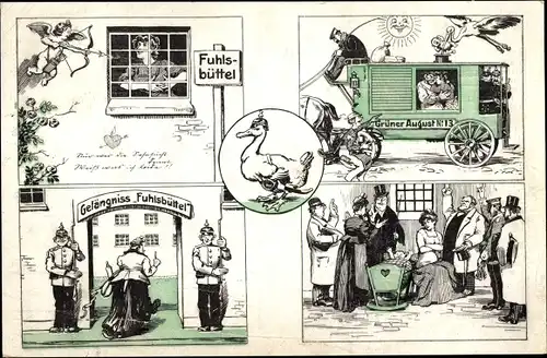 Ak Hamburg Nord Fuhlsbüttel, Humor, Roman im Zuchthause, Gefängnis, Grüner August No. 13