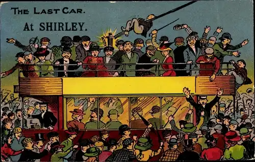 Ak Shirley Hills Croydon London, The last car, Straßenbahn