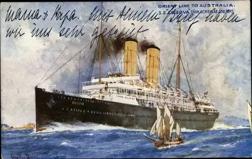 Künstler Ak Dampfer SS Orsova, Orient Line to Australia