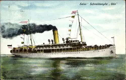 Ak Salonschnelldampfer Odin in Fahrt, Reederei Braeunlich