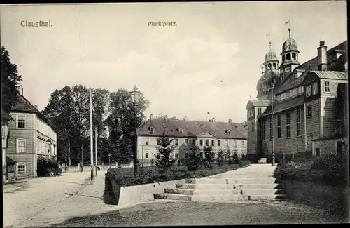 Ak Clausthal Zellerfeld im Oberharz, Marktplatz