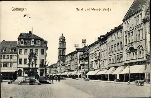 Ak Göttingen in Niedersachsen, Markt mit Weender Straße, Geschäft Max Jacobson