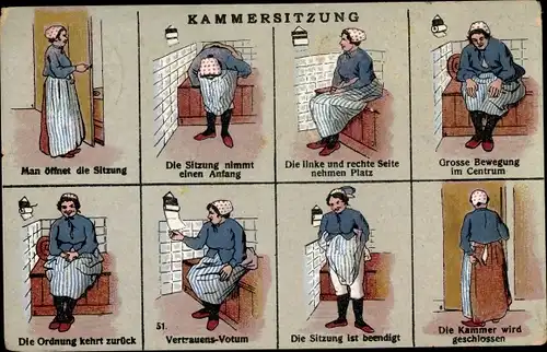 Ak Kammersitzung, Frau auf dem Klo