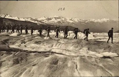 Ak Schweizer Armee, Gebirgsartillerie, Artillerie de montagne, Maschinengewehrschützen, Gletscher