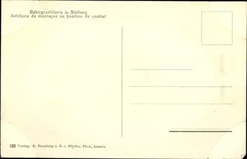 Ak Schweizer Armee, Gebirgsartillerie in Stellung, Artillerie de montagne, position de combat