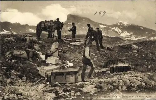 Ak Schweizer Armee, Gebirgsartillerie, Artillerie de montagne, Küche im Hochgebirge, Cuisine