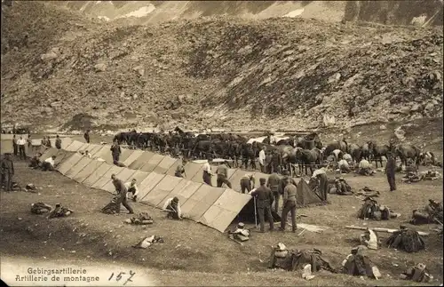Ak Schweizer Armee, Gebirgsartillerie, Artillerie de montagne, Bivouac, Biwak