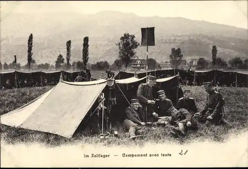 Ak Schweizer Armee, im Zeltlager, Campement avec tente