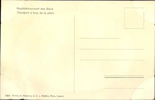 Ak Schweizer Armee, Gebirgsartillerie, Artillerie de montagne, Geschütztransport von Hand