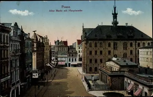 Ak Poznań Posen, Alter Markt mit Hauptwache