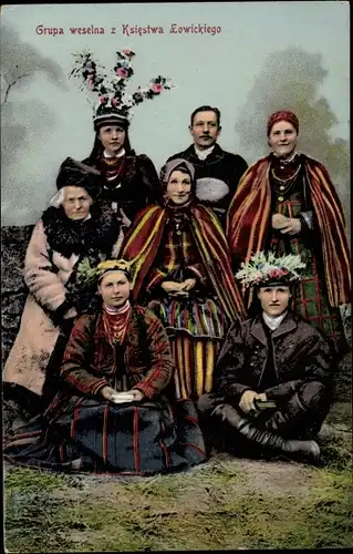 Ak Trachten Polen, Grupa weselna z Kwiestwa Lowickiego