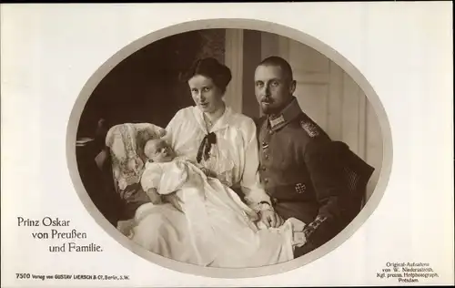 Ak Oskar Prinz von Preußen und Familie, Ina Marie von Bassewitz, Portrait, Liersch 7500